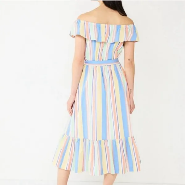 NWOT Draper James RSVP Striped Off the Shoulder Midi Dress - Image 4