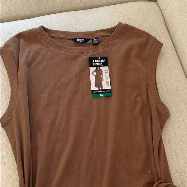 Lands' End Women's Sleeveless Rib Knit Dress in brown, Size XL, NWT - Image 3