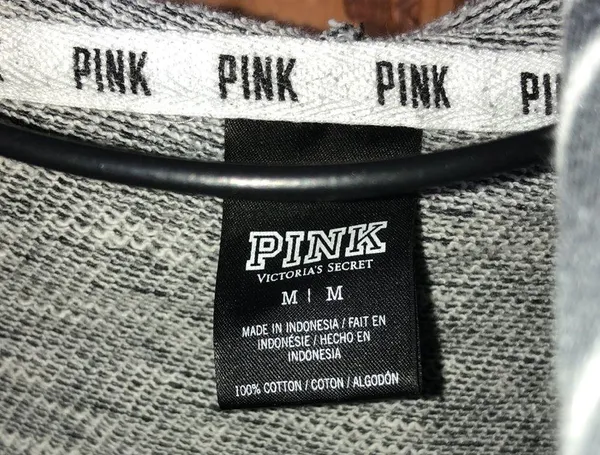 Pink Victoria’s Secret zebra print sweatshirt zip up top size medium original​ - Image 3