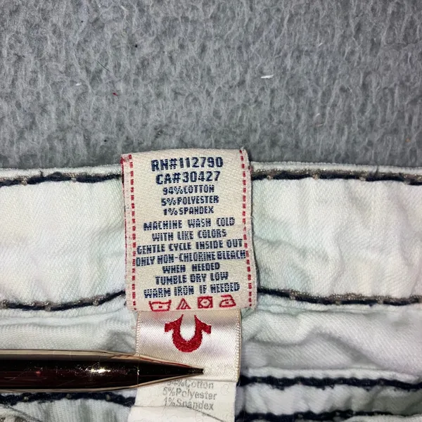 Vintage True Religion Billy Super T Jeans 27 Y2K Low Rise Flare Ice Blue 29x32.5 - Image 15
