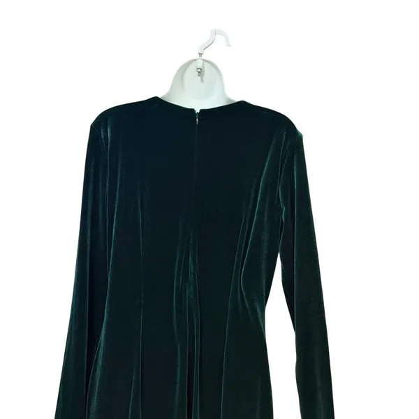 Marc New York Women Emerald Green Velvet Ruched Faux Wrap Dress Size 12 Gold - Image 5