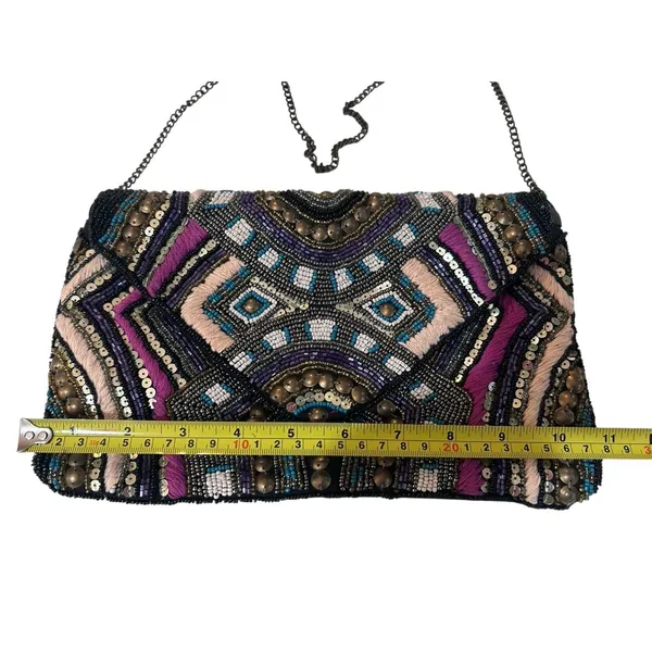 Vintage Beaded Sequin Embroidered Clutch Crossbody Boho‎ Festival Art Deco Bag - Image 6