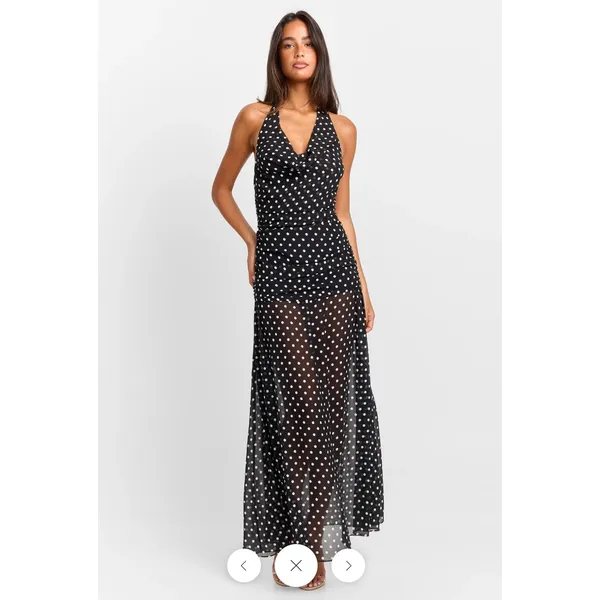 Sasha Therese Clara Polkadot Maxi Dress Size XS in Block White - Image 5
