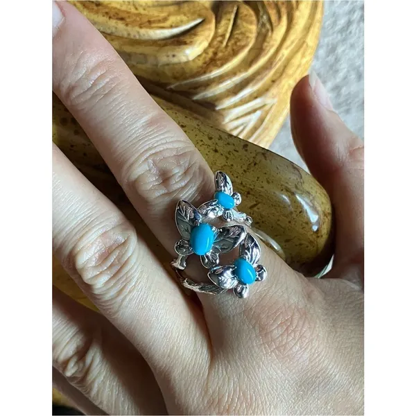 Genuine Sleeping Beauty Turquoise Butterfly Ring Size 9 - Image 3