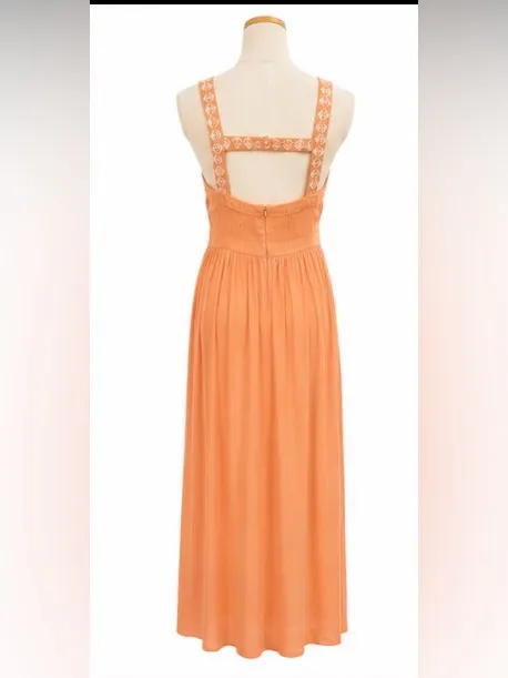 En Crème Embroidered Maxi Dress – Size Large Orange - Image 2