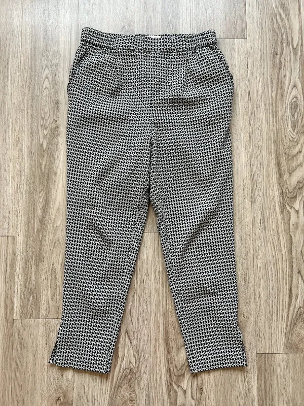 Anthropologie Larkin Jacquard Trouser Pants in Black Motif Size S - Image 11