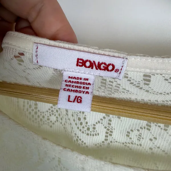 NWT Bongo Floral Lace Peplum Shirt Large Cream‎ 90s Y2K Layering Sheer Boho - Image 7