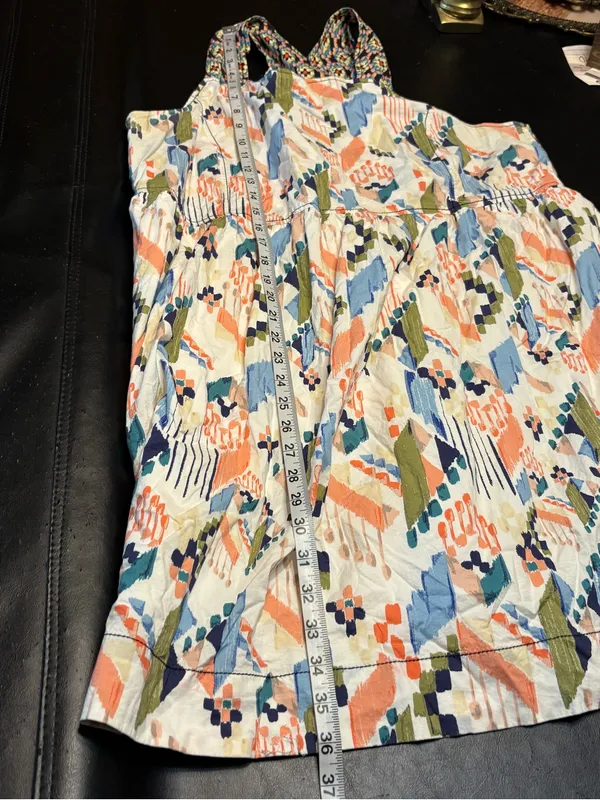 Anthropologie Pastel Multi Geometric Crossback Mini Sundress size Large - Image 15