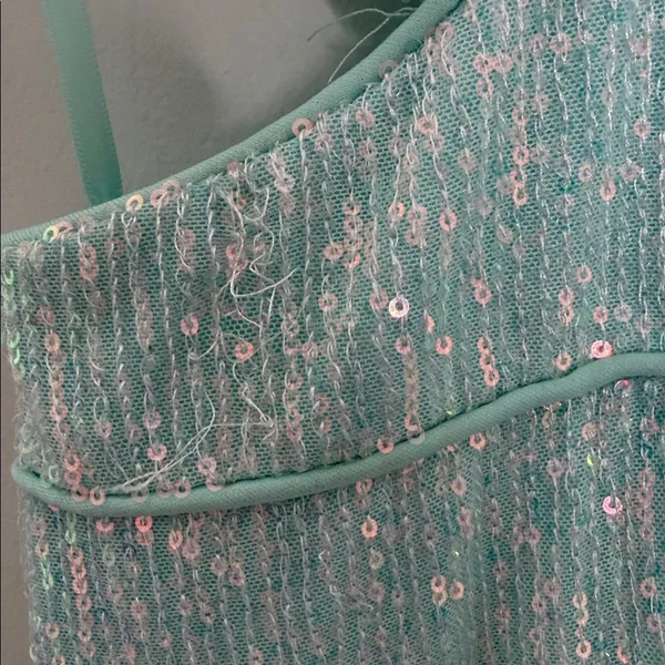 Mac Duggal 11274 Aqua Sequin Halter High Low Ruffle Gown Size 8 NWT - Image 8