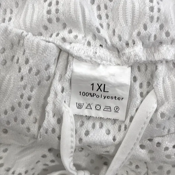White Eyelet Lace 2 Piece Button Down Shirt & Shorts 1XL Swim Cover‎ Up Set - Image 10