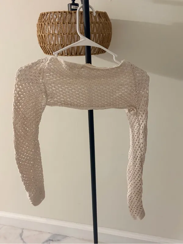 La Hearts Cream Open-Knit Crochet Cardigan - Image 5