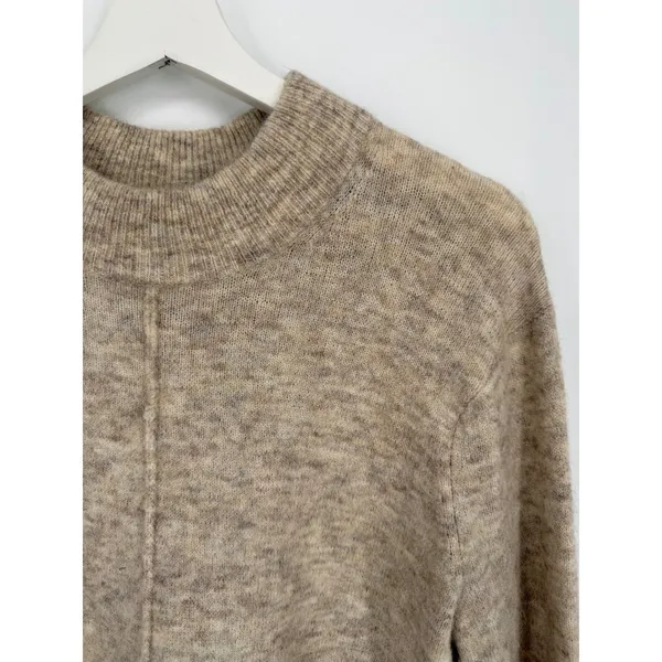 Wilfred Free Sweater Womens XXS Beige Good Mock Neck Exposed Seam Italian Yarn - Image 2