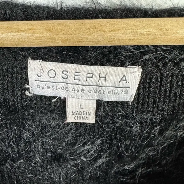 Joseph A Womens size Large Black Knit Eyelash Mixed Media Sweater - Image 5