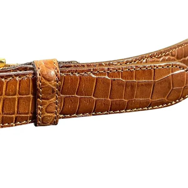 Talbots Made in Italy Brown Croc Embossed Genuine Leather Belt Women’s M Y2K VTG - Image 2