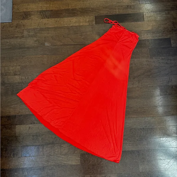 Sincerely Jules Bright Orange Halter Flowy Slinky midi dress - Image 7