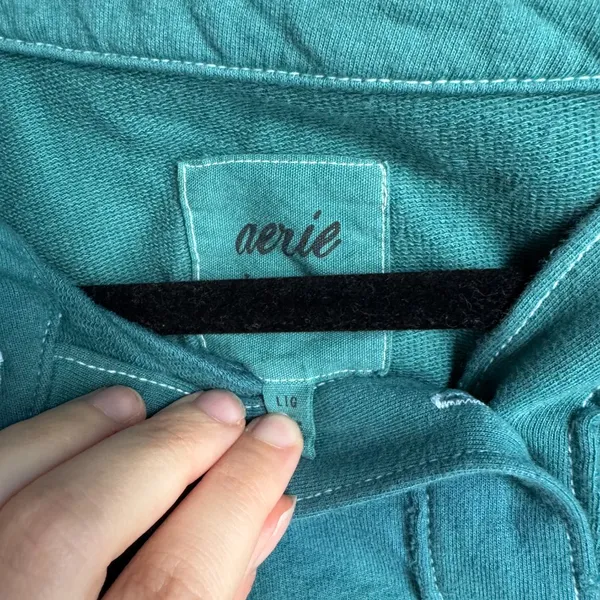 Aerie Take It Easy Popover Polo Sweatshirt - Teal - Image 3