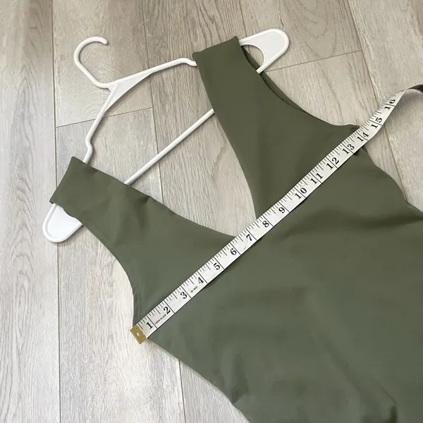 Free People Bodysuit keep it sleek duo seamless plunge womens Green small party - Image 4