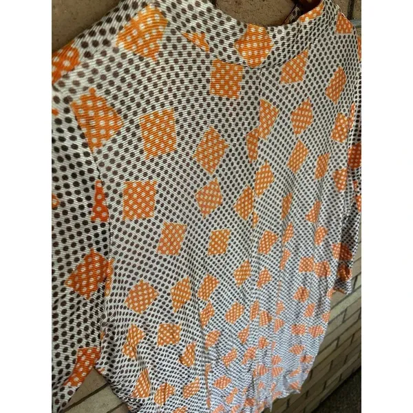 Vintage Lane Bryant Dress Women's Long Sleeve Maxi 70s Retro Groovy Patterned - Image 3