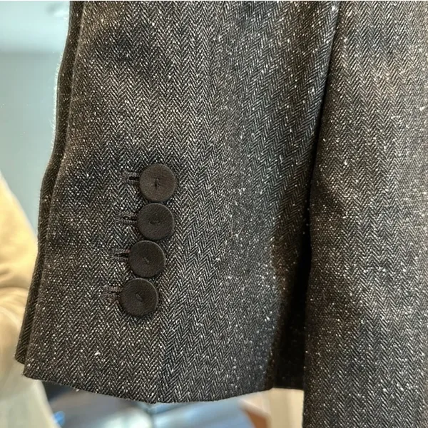 Rebecca Taylor Wool Silk Gray Notch Lapel Herringbone Blazer Women’s Size 8 - Image 4