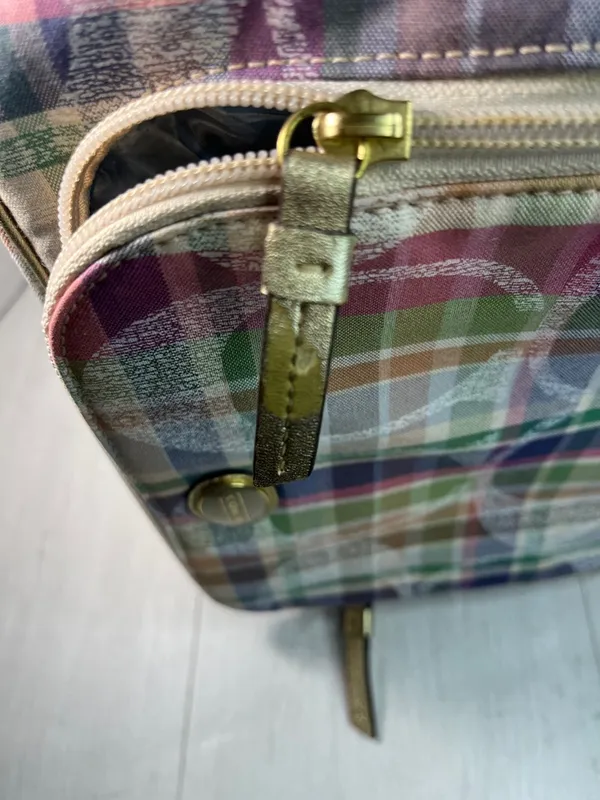 Rare COACH Multicolor Plaid Patent Cosmetic Pouch - Image 7