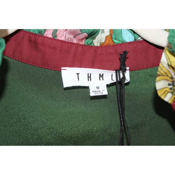 THML Elowen Dress Women Small Green Floral NEW Ruffle Collar Mini JH2220-5-GN - Image 2