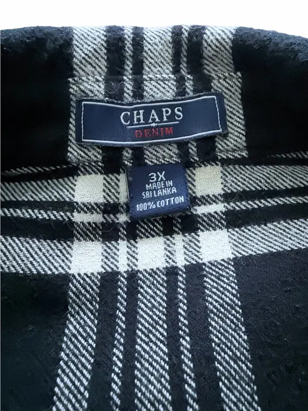 Chaps Plus Size Black Plaid Flannel Shacket 3X - Image 2