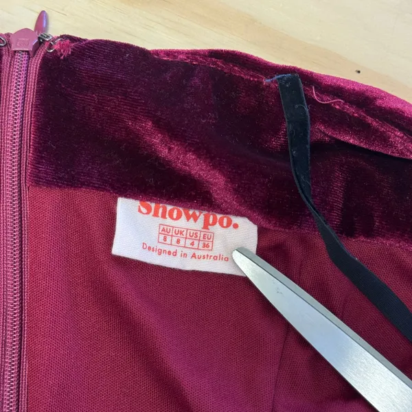 Showpo. Beyond‎ It Rushed Mini Velour Dress Burgundy Sz 4 Stretch Party - Image 8