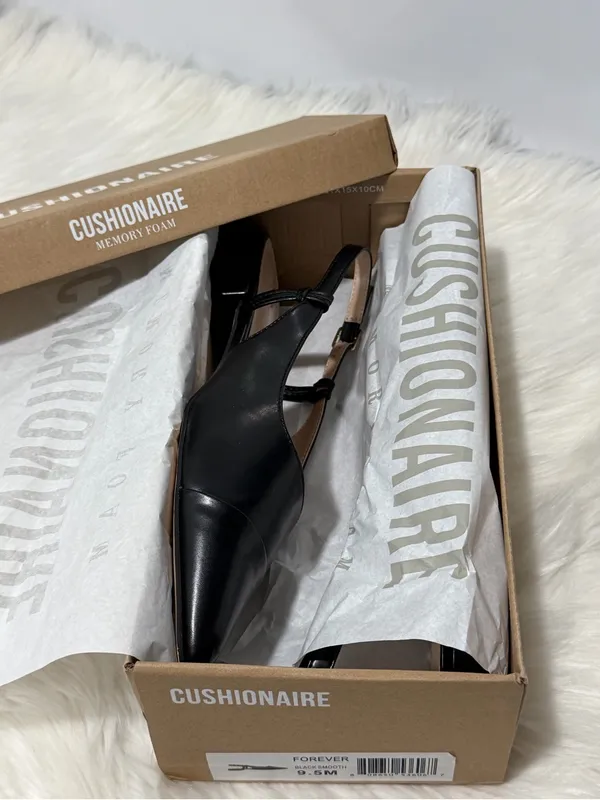 Cushionare Black Pointed Slingback Flats with Memory Foam 9.5 - Image 12