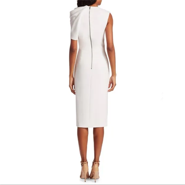 Alice + Olivia Kiro White Ruffle Gathered One Shoulder Wedding Sheath Dress 2 - Image 4