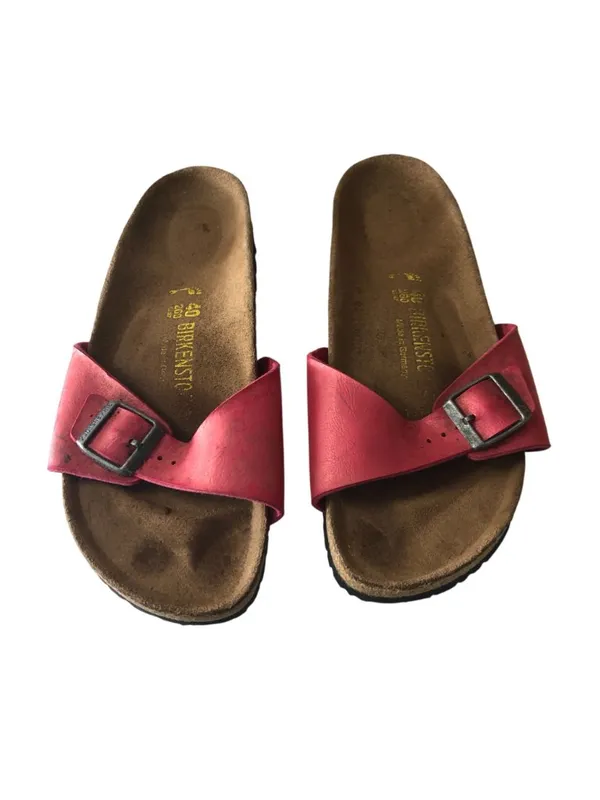 Birkenstock Madrid Slide Sandals Red 40 Narrow Women's Size 9 - Image 3