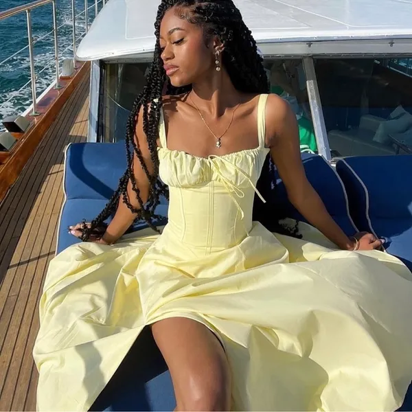 NWOT HOUSE OF CB 'Carmen' Buttercup Bustier Corset Yellow Sundress Sz XS - Image 3