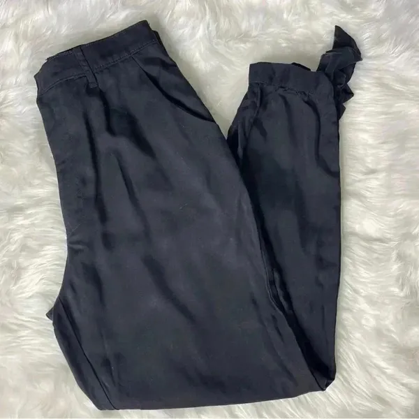 Abercrombie & Fitch Black Pants Tie Ankle Black Joggers Size Medium High Waist - Image 3