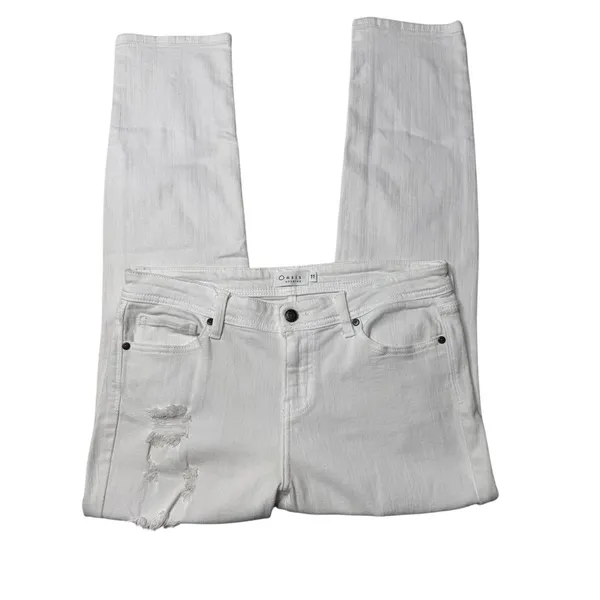 Oasis by Eunina White Distressed Jeans Size 11 Mid Rise Straight - Image 3
