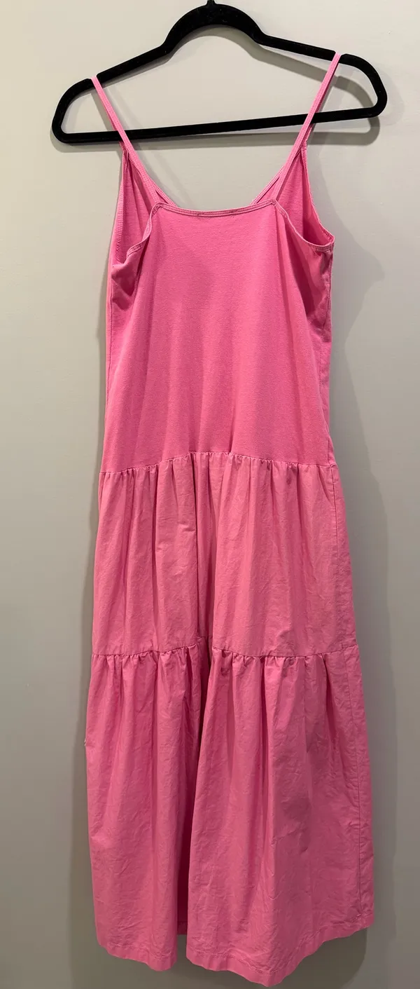 ZARA Mixed Material Drop Waist Tiered Sleeveless Maxi Dress Pink - Image 5