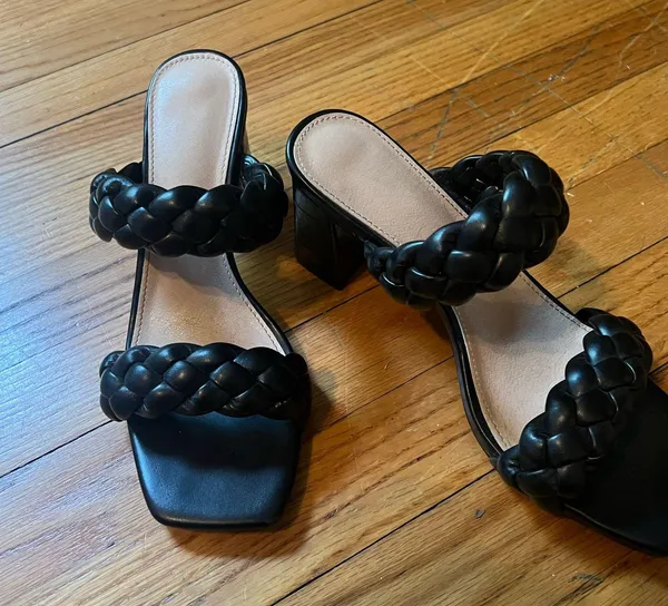 Black Open Toe Heels Size 7 - Image 3