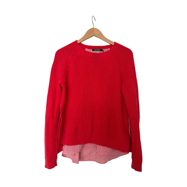 Lauren Ralph Lauren Cable Knit Sweater Shirt‎ Tail Red Size M Pullover Casual - Image 2