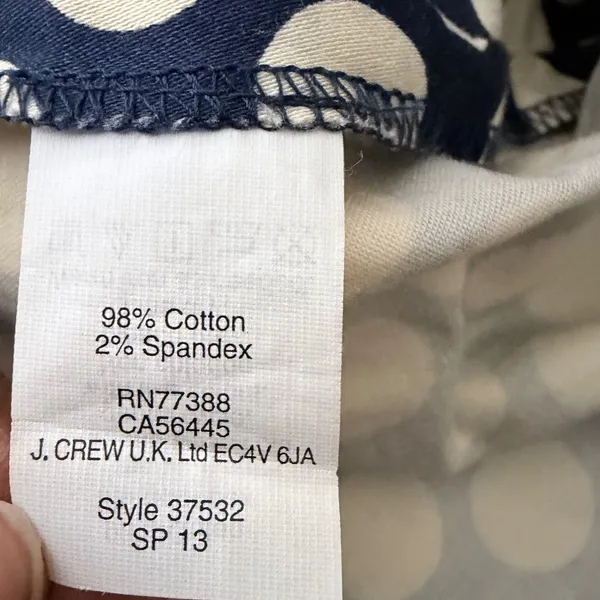 J.Crew Pencil Skirt Workwear Preppy Polka Dot Stretch Cotton Navy Cream Size 4 - Image 4