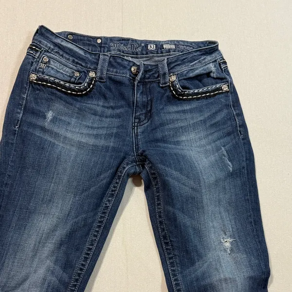 Miss Me Indigo Boot Cut Jeans with Studded Accents - Image 4