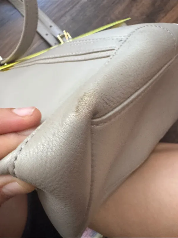 Tory Burch gray Pebbled Leather Tote with Gold Logo - Image 9
