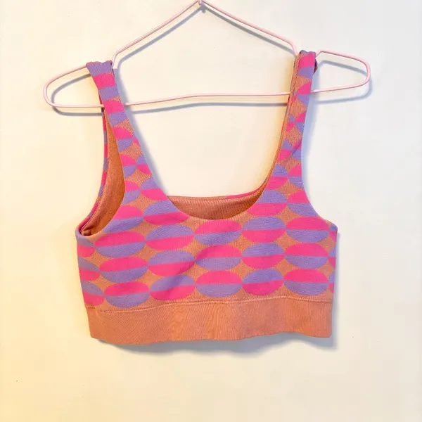Fabletics Dottie Geo Seamless Active Workout Sports Bra Pink Purple Womens Small - Image 4