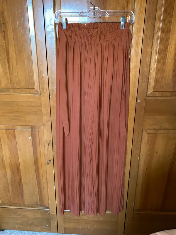 Macy's Burnt Orange Wide Leg Tie Waist Palazzo Pants XS - Image 6