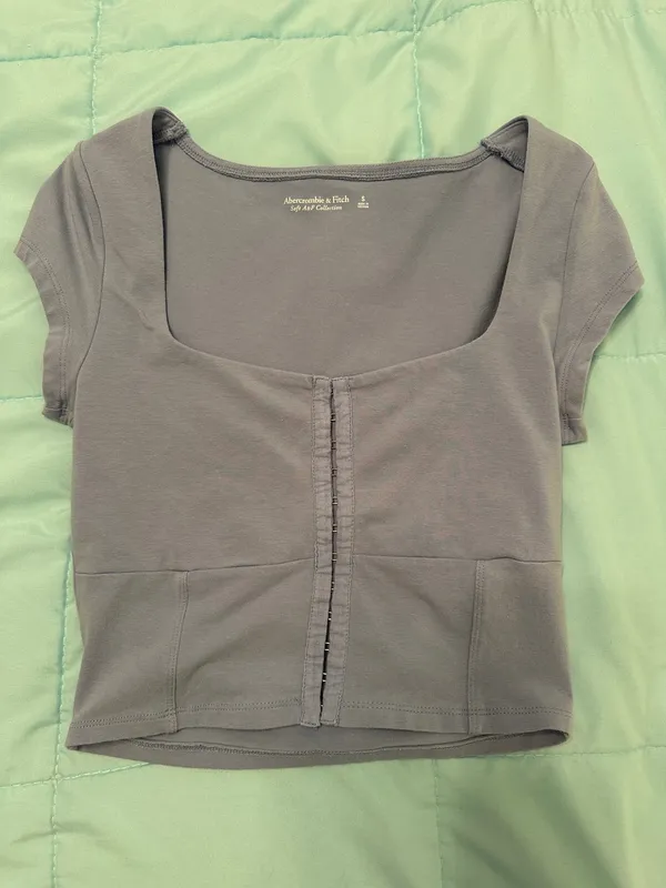 Abercrombie Cotton Seamless Fabric Corset Top Light Blue - Image 3