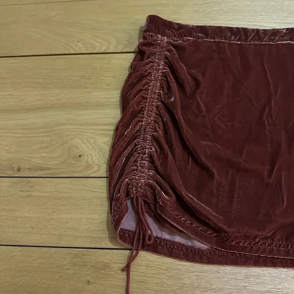 Free People Vivienne Velvet Orange skirt 8 crushed velvet rust orange - Image 4
