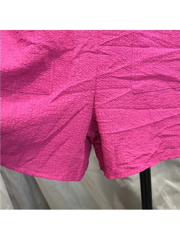 Sleeveless Bright Pink Romper with Front Pockets Size L - Image 4
