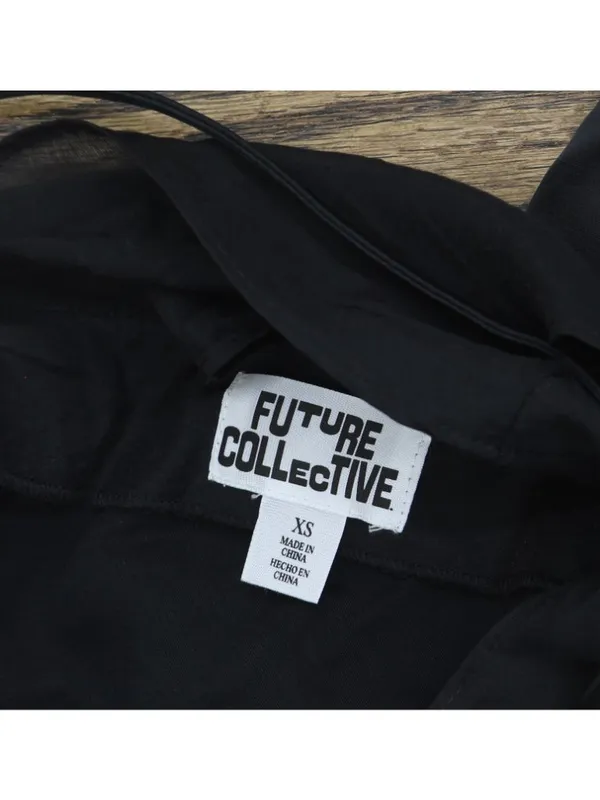 Future Collective Womens Sleeveless Mixed Media Ankle Slip Dress Black XS - Image 3