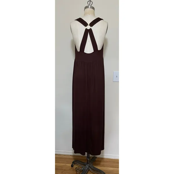NWT Y2K M Forever 21 Brown Maxi Dress Empire Boho Coastal Cowgirl Minimalist - Image 5