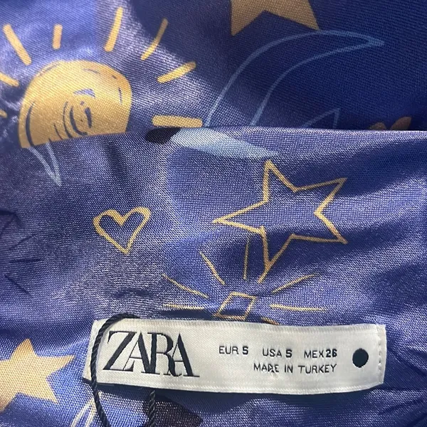 Zara Lilac Celestrial Satin Print Slip‎ Dress - Image 3