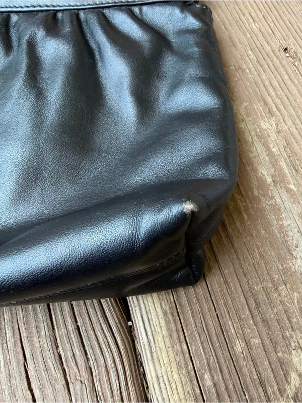 Vintage Etienne Aigner Black Leather Clutch Shoulder Bag Detachable Strap Purse - Image 3