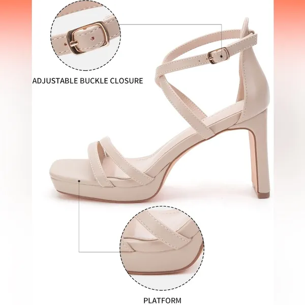 Greatonu Women's Heeled‎ Sandals Tan Size 10 - Image 4