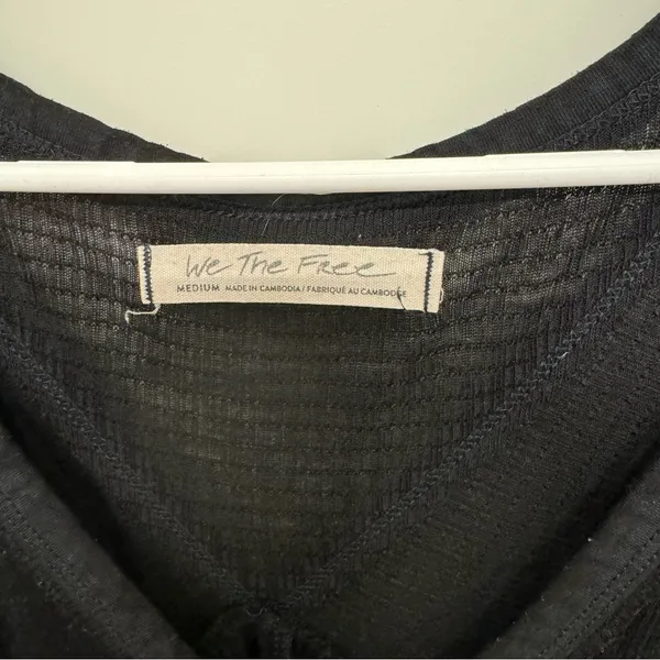 Free People We The Free Black Flowy Thermal Long Sleeve Top - Image 3